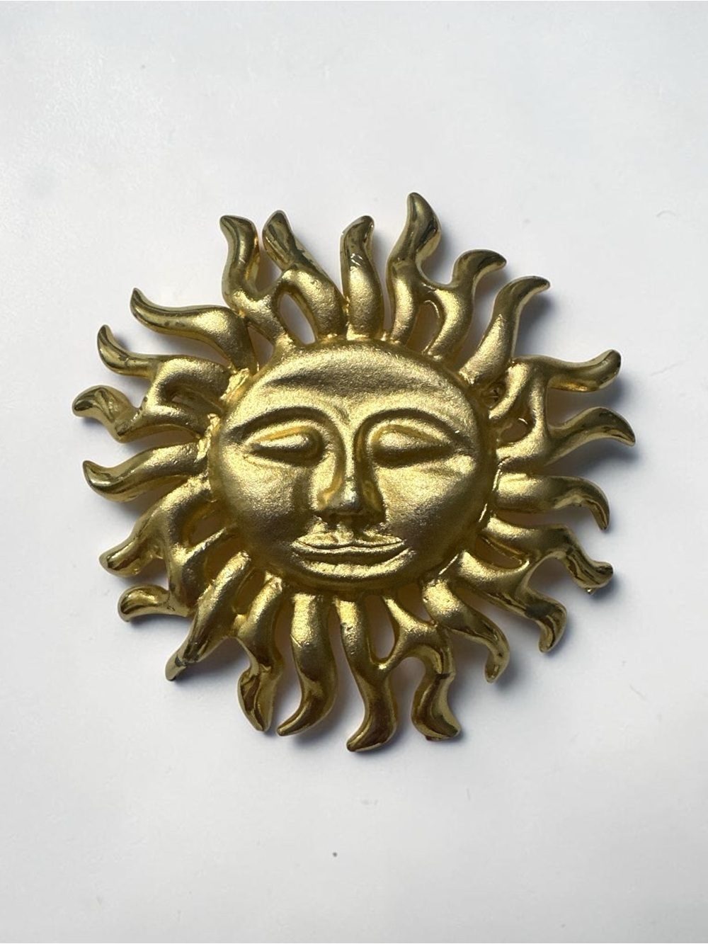 Gold Tone Sun Face Brooch - Women Jewelry Brooches